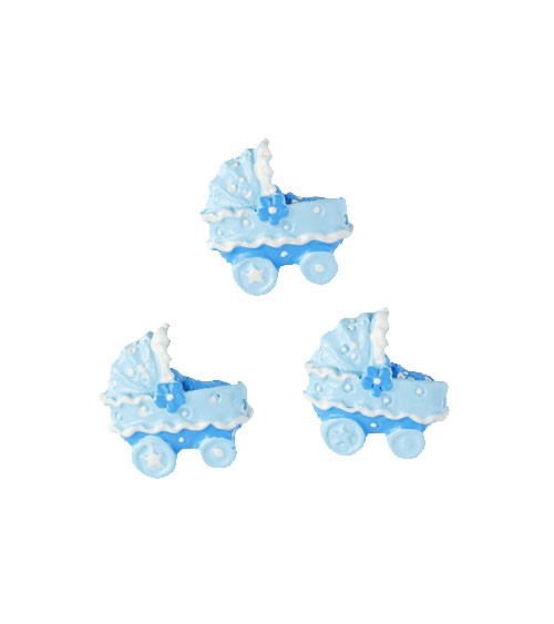 Streuteile "Kinderwagen" mit Klebepunkten - hellblau - 2 cm - 4 Stück