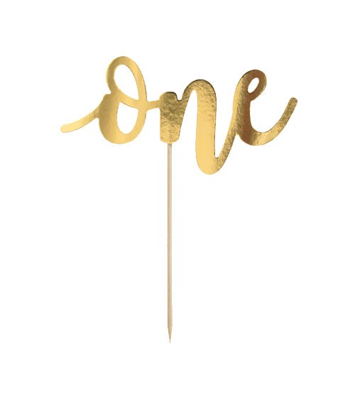 Cake Topper aus Papier "One" - metallic gold - 19 cm