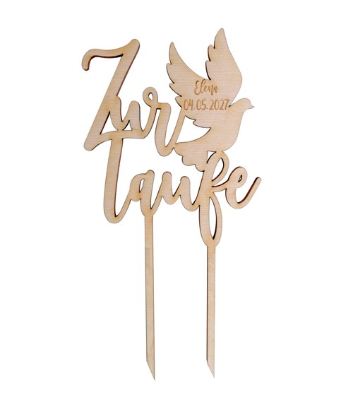 Dein Cake-Topper aus Holz "Zur Taufe" - Wunschtext