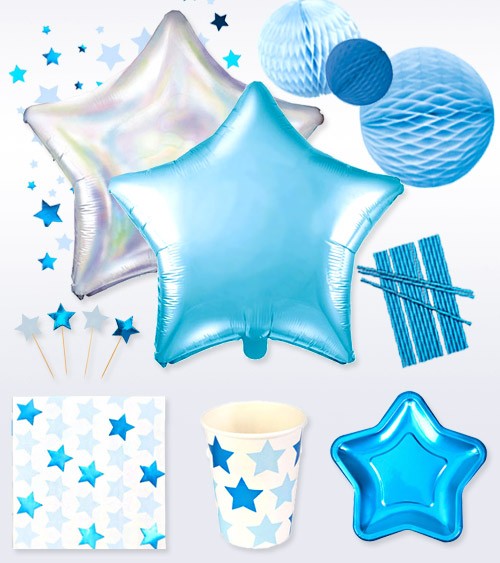 Deko-Set "Little Star Blue" - 74-teilig