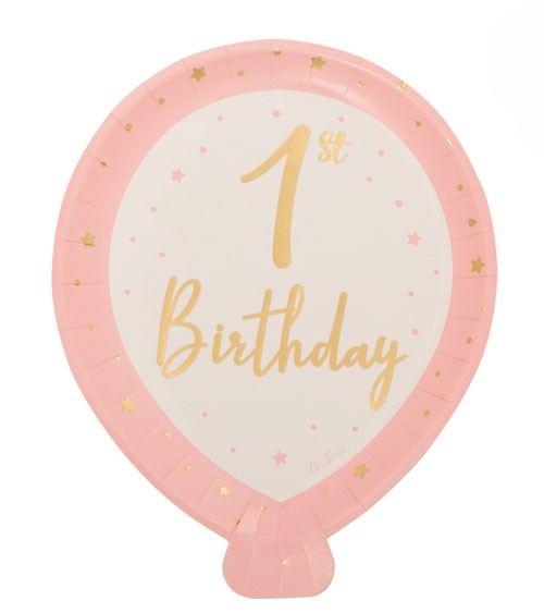 Ballon-Pappteller "So Sweet" - 1st Birthday - rosa - 8 Stück