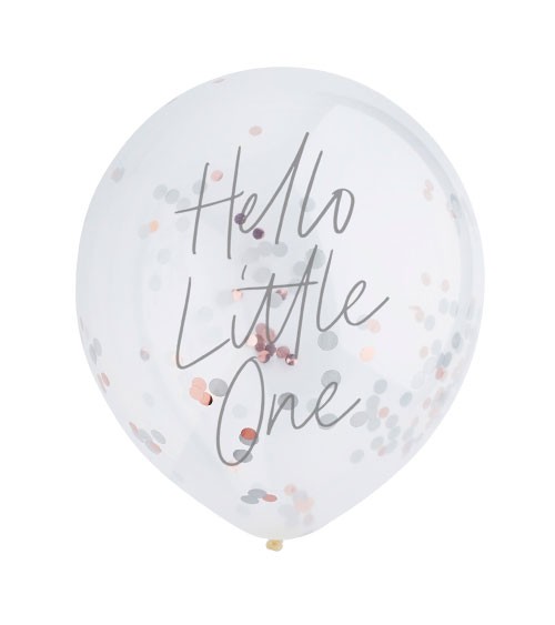 Konfetti-Ballons "Hello Little One" - rosegold - 5 Stück