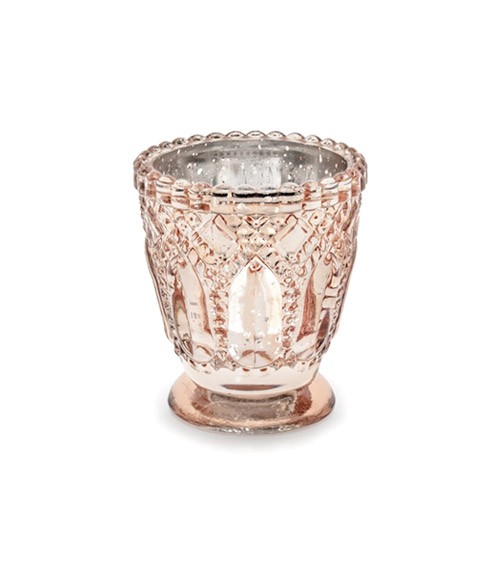 Vintage-Teelichthalter - rosegold - 8 cm - 4 Stück