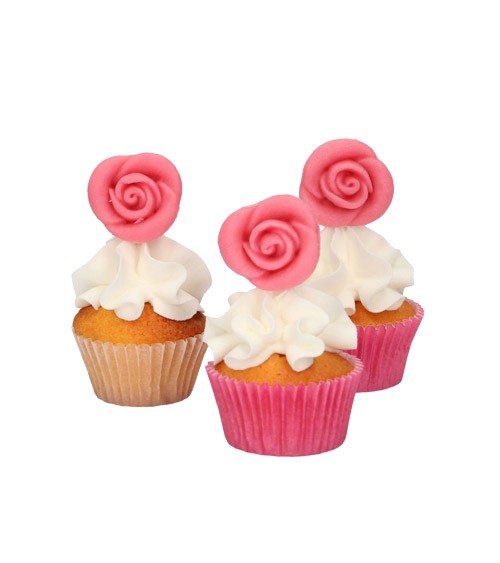 FunCakes Marzipan-Rosen - pink - 6 Stück