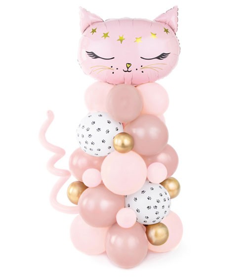 DIY Ballon-Bouquet "Katze" - rosa - 83 x 140 cm - 37-teilig