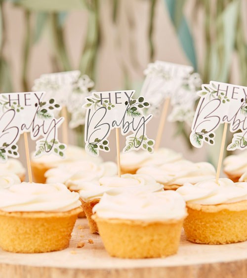 Cupcake-Picks "Botanical Baby Shower" - 12 Stück