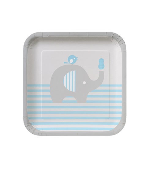 Kleine Pappteller "Kleiner Elefant - hellblau" - 8 Stück