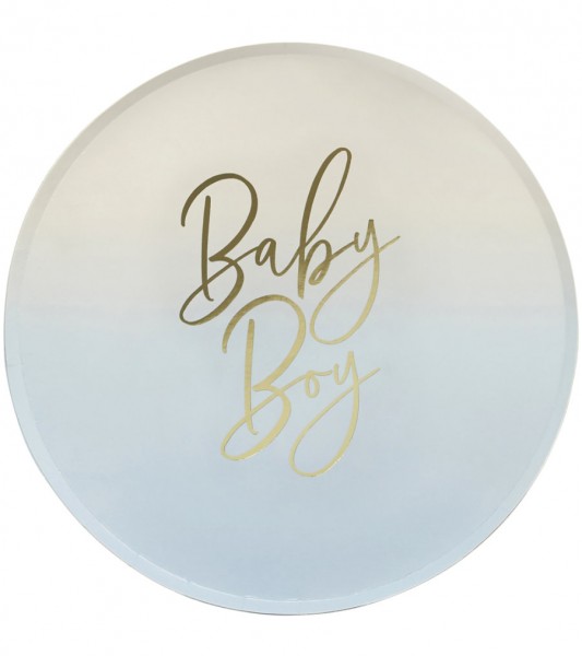 Pappteller "Baby Boy" - hellblau ombre - 8 Stück