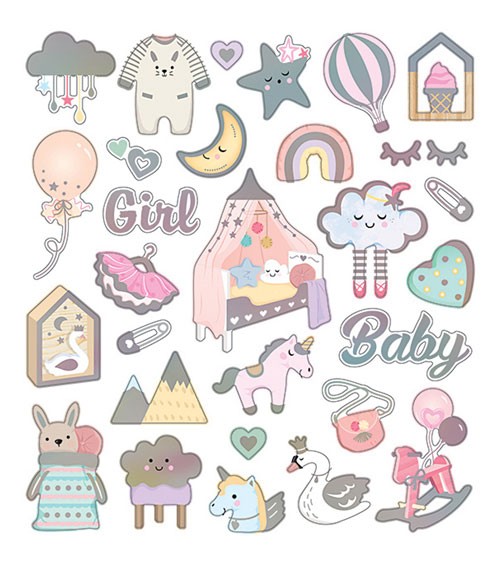 Sticker "Baby Girl" - mit Metallic-Effekt - 1 Bogen