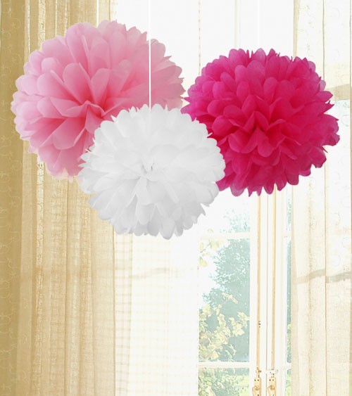 Pom Pom Set - rosa, pink, weiß