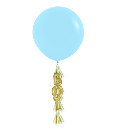 Riesenballon mit Tasseln "Boy" - blau & gold - 3-teilig