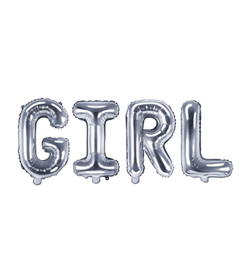 Folienballon-Set "GIRL" - silber - 35 cm