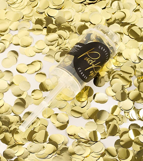 Konfetti Push-Pop-Kanone "Metallic" - gold