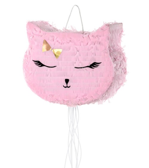 Pinata zum Ziehen "Rosa Katze" - 35 x 27 x 9 cm