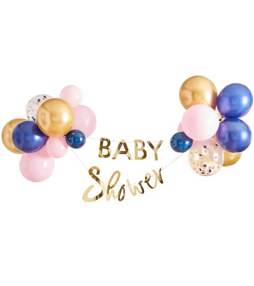 Hängedeko-Set "Baby Shower" mit Ballons - gold, rosa, navy - 30-teilig