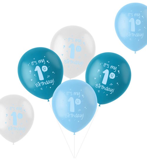 Luftballon-Set "1st Birthday" - blau - 6-teilig