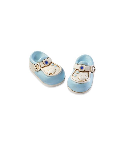 Babyschuhe aus Polyresin - blau - 3 cm - 2 Stück