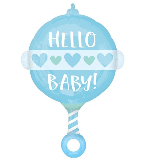 Rassel-Folienballon "Hello Baby Boy" - 43 x 60 cm