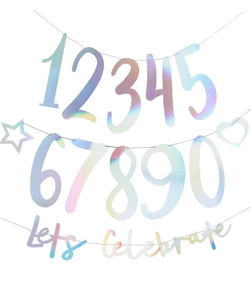 Individualisierbare Girlande "Lets Celebrate"- irisierend - 25-teilig