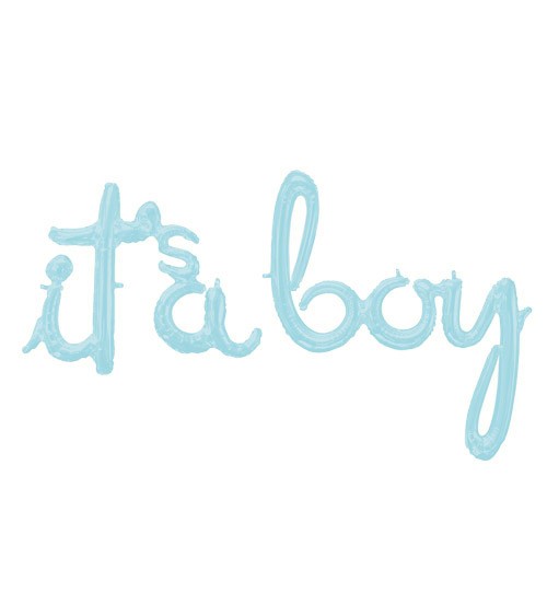 Script-Folienballon "It's a boy" - hellblau - 141 x 81 cm