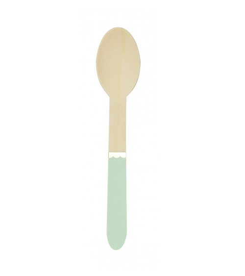 Holzlöffel - mint, gold - 8 Stück