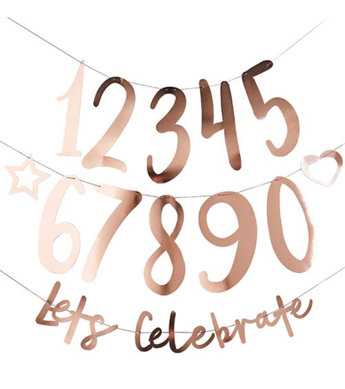 Individualisierbare Girlande "Lets Celebrate"- rosegold - 25-teilig