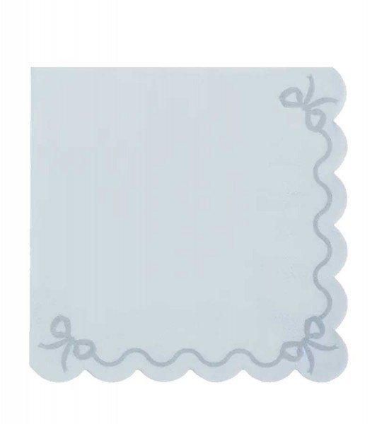 Servietten mit Wellenrand "Schleifen" - misty blue - 12 Stück