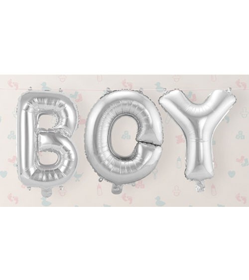 Folienballon-Set "BOY" - silber - 36 cm