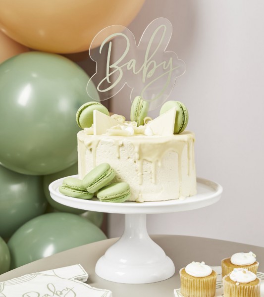 Cake-Topper aus Acryl "Baby" - salbei