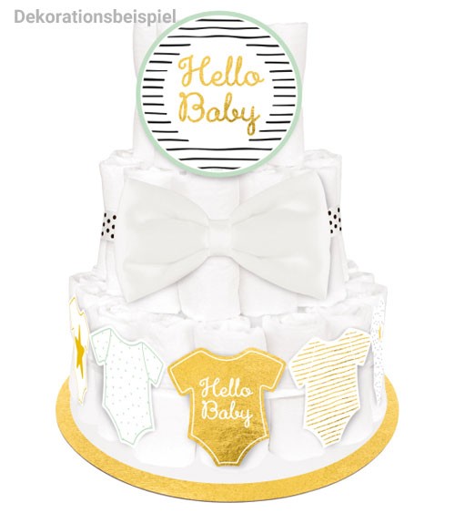 Windeltorten-Bastelset "Babyparty Mint & Gold" - 4-teilig