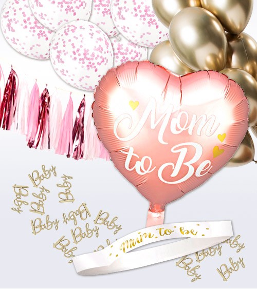 Babyparty Deko-Set "Mom to Be" 39-teilig - rosa