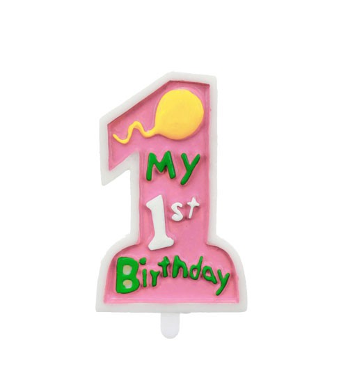 Kuchenkerze "My 1st Birthday" - pink - 10 cm