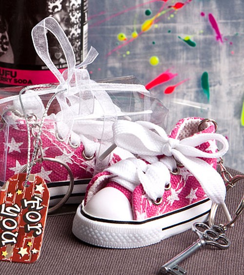 Schlüsselanhänger aus Stoff "Babysneaker" - pink