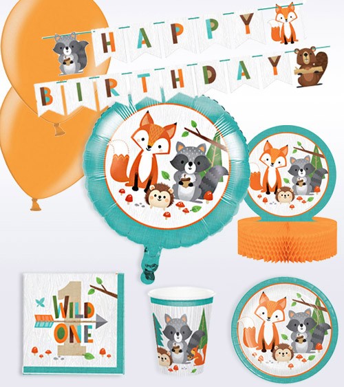 1. Geburtstag Deko-Set "Wild One Woodland" - 45-teilig