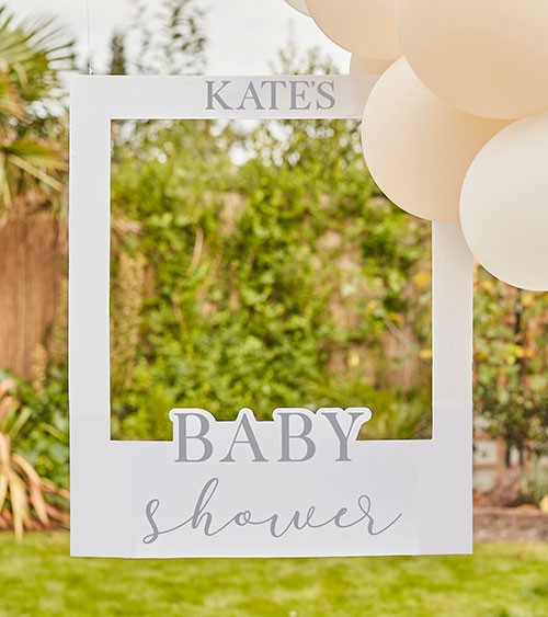 Photobooth-Rahmen "Baby Shower" mit Stickern - weiß - 60 x 72 cm