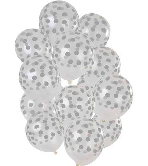 Transparente Luftballons mit silbernen Punkten - 15 Stück