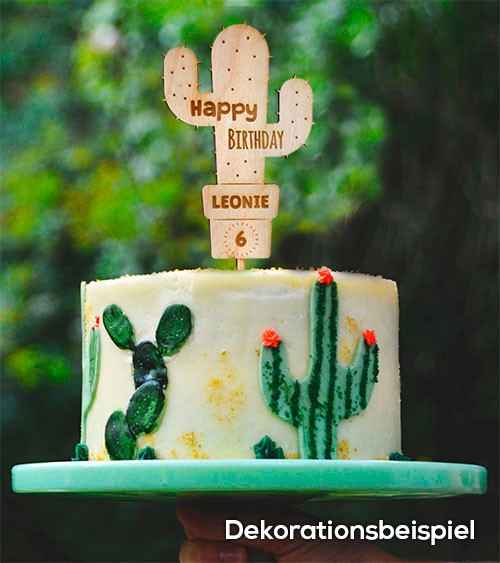 Dein Cake-Topper „Kaktus“ aus Holz - Wunschtext