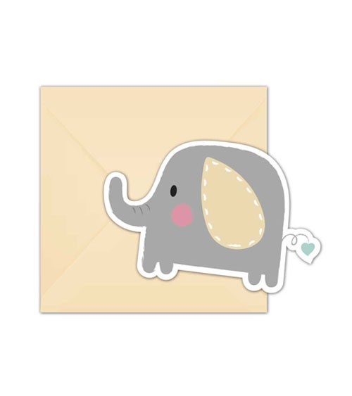 Einladungskarten "Baby Elefant" - 6 Stück