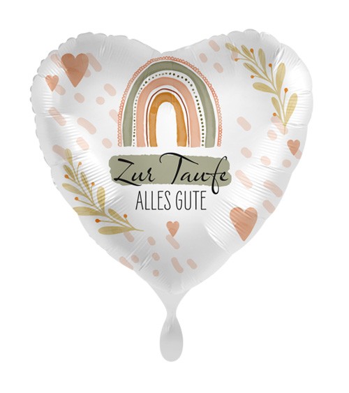 Herz-Folienballon "Zur Taufe alles Gute - Rainbow - 43 cm