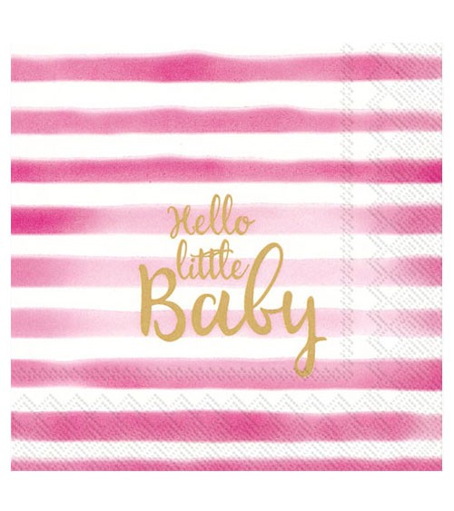 Servietten "Hello little Baby" - rosa - 20 Stück