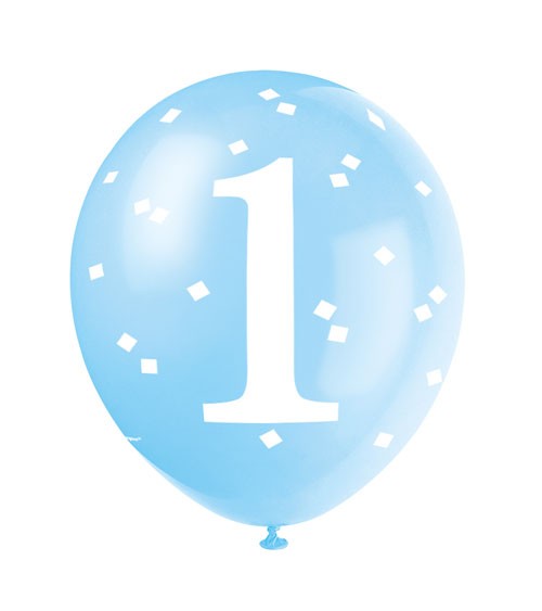 Luftballons "1. Geburtstag" - blau - 5 Stück