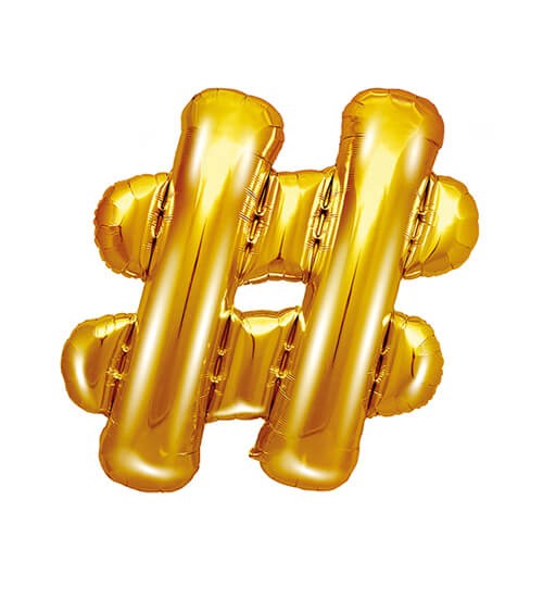 Folienballon Zeichen "#" - gold - 35 cm