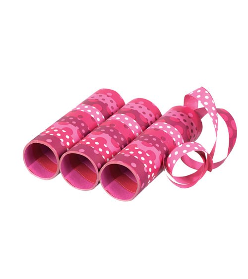 Papierluftschlangen mit Punkten - rosa/pink - 3 Stück