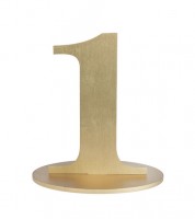 Zahl aus Holz "1" - gold - 10,5 x 16 cm