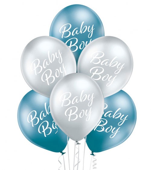 Luftballon-Set "Baby Boy" - blau , silber - 6-teilig