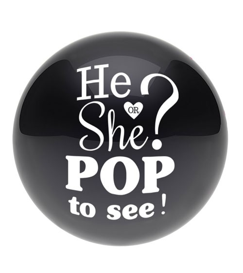 Schwarzer Ballon "He or She? - Pop to see!" mit Konfetti - 60,9 cm