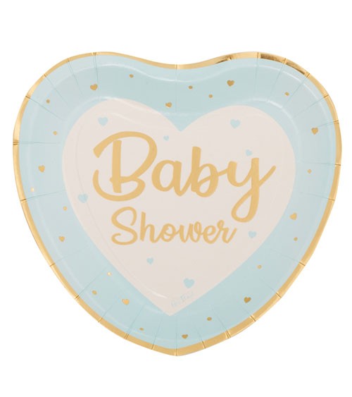 Herz-Pappteller "So Sweet" - Baby Shower - hellblau - 8 Stück