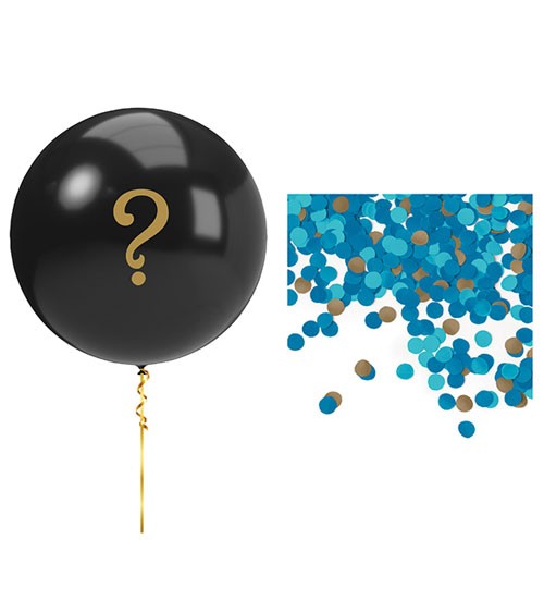 Gender Reveal Ballon-Set mit blauem Konfetti - 6-teilig