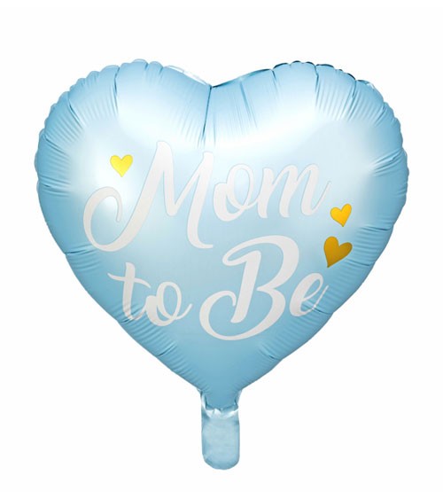 Herz-Folienballon "Mom to Be" - hellblau - 35 cm
