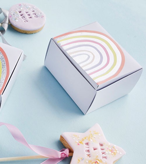 Mini Cake Boxen "Rainbow Pastel" - 10 Stück